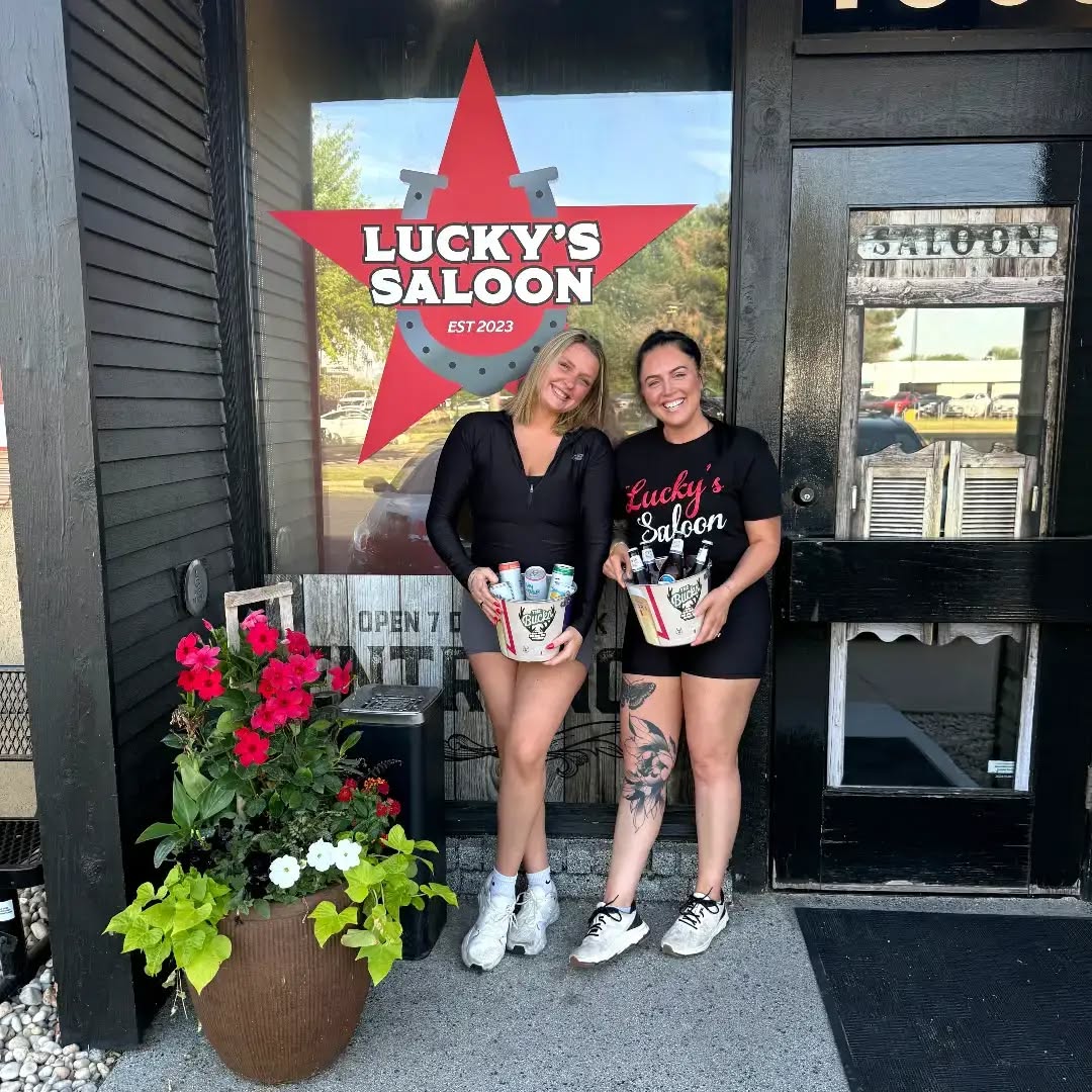 Lucky’s Saloon entrance in Janesville, Wisconsin