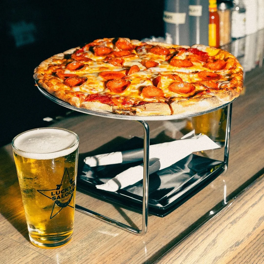 Fresh pizza served on the table